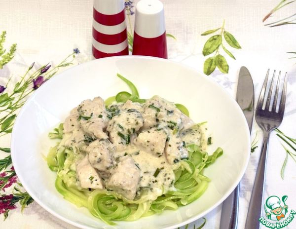 Спагетти из цуккини с курицей