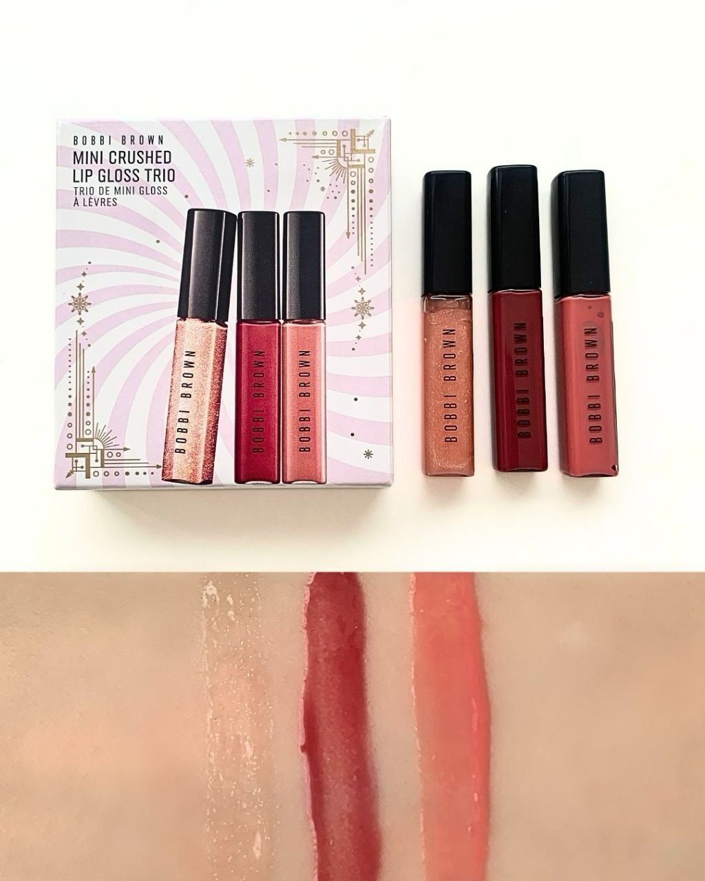 Bobbi Brown Mini Crushed Oil-Infused Gloss Trio Christmas Holiday 2025 - Swatches