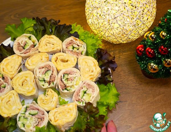 Закусочные роллы из лаваша